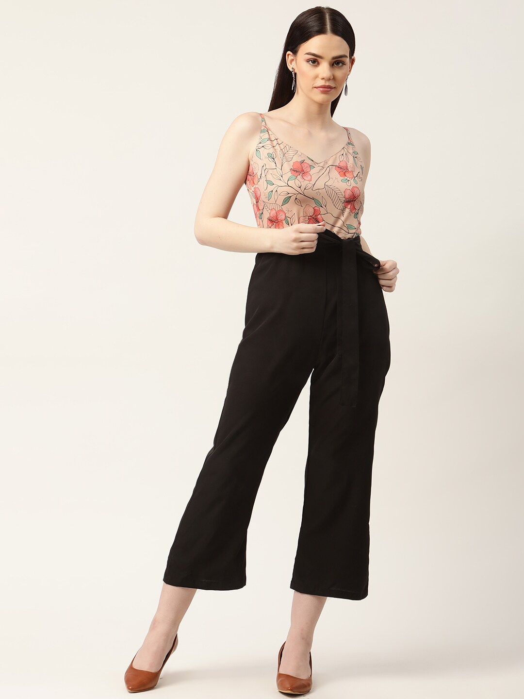 

Sleek Italia Printed Capri Jumpsuit, Black