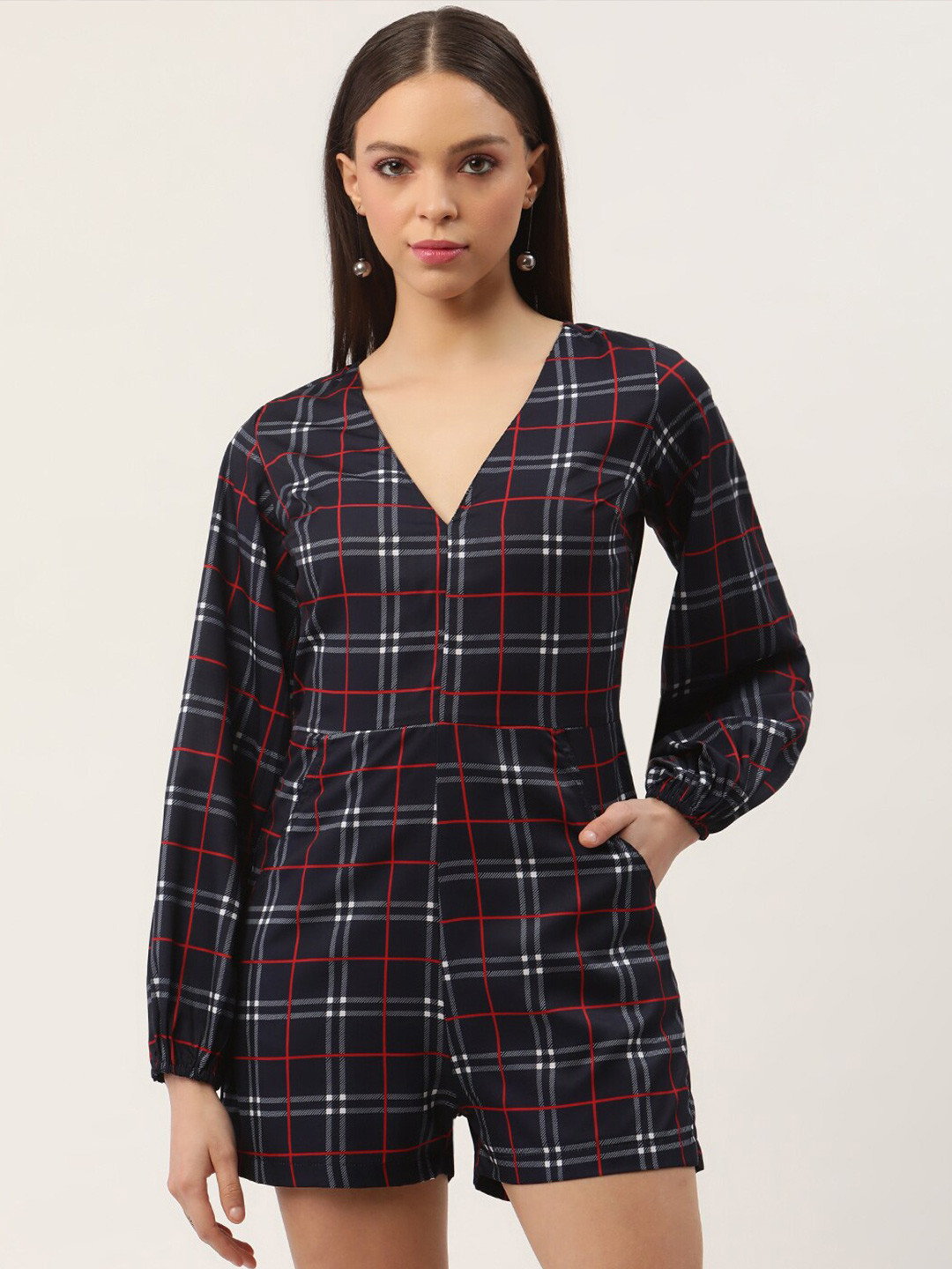 

Sleek Italia Checked Basic Jumpsuit, Black