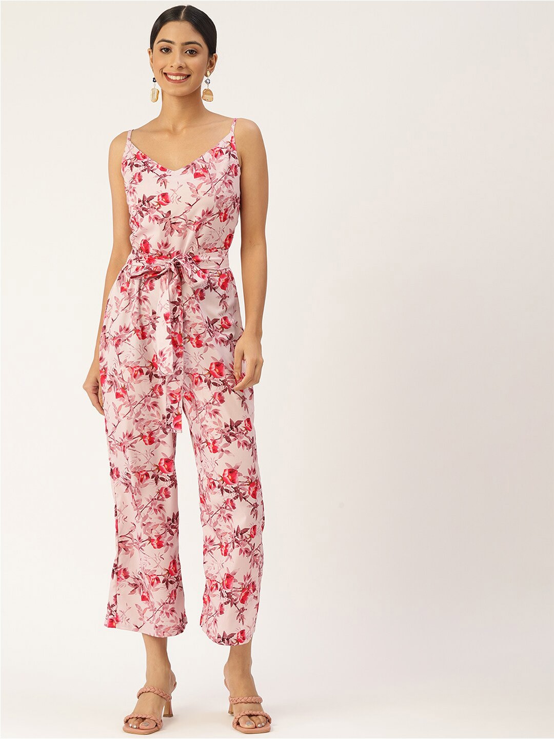 

Sleek Italia White & Red Printed Basic Jumpsuit