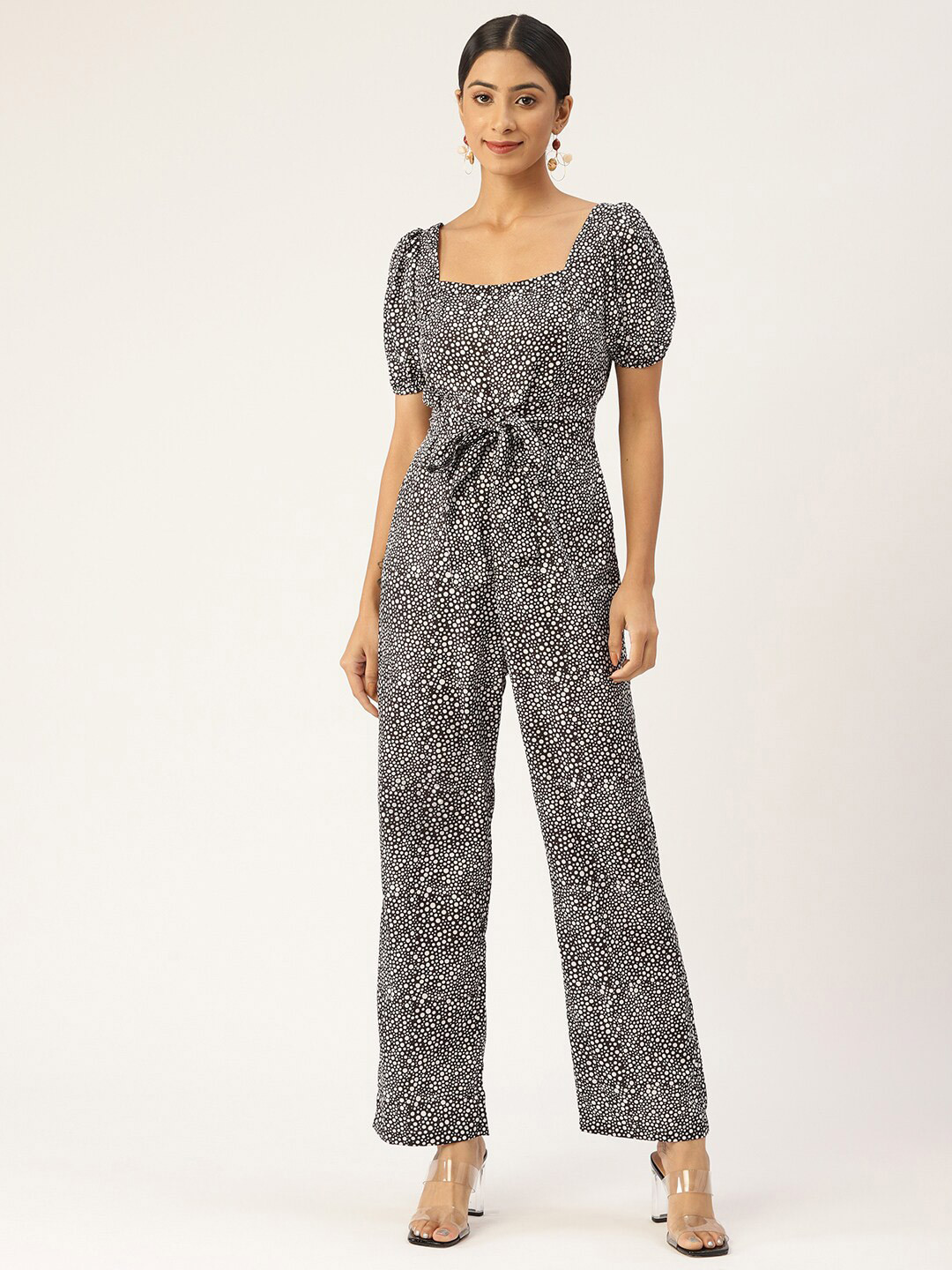 

Sleek Italia Printed Basic Jumpsuit, Black