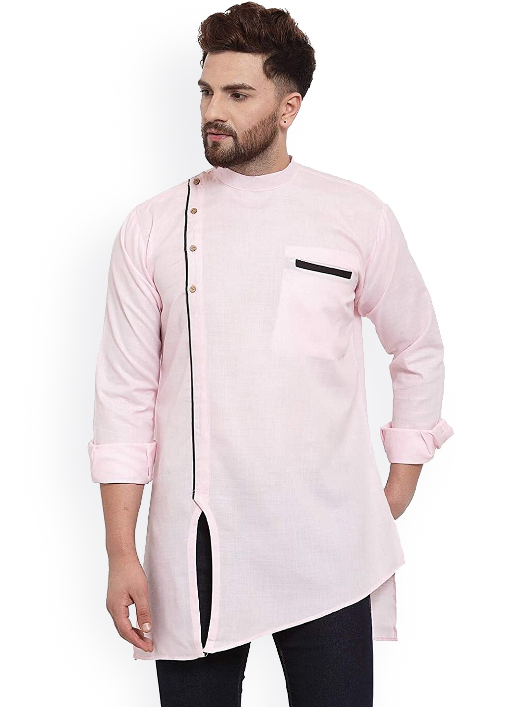 

Benstoke Men Cotton Kurta, Pink