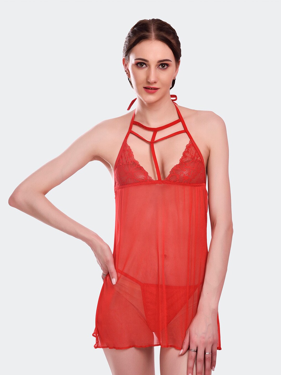 

Fleurt Halter Neck Baby Doll, Red