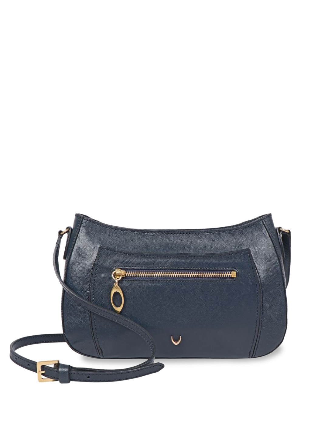 

Hidesign Women Textured Leather Structured Sling Bag, Blue