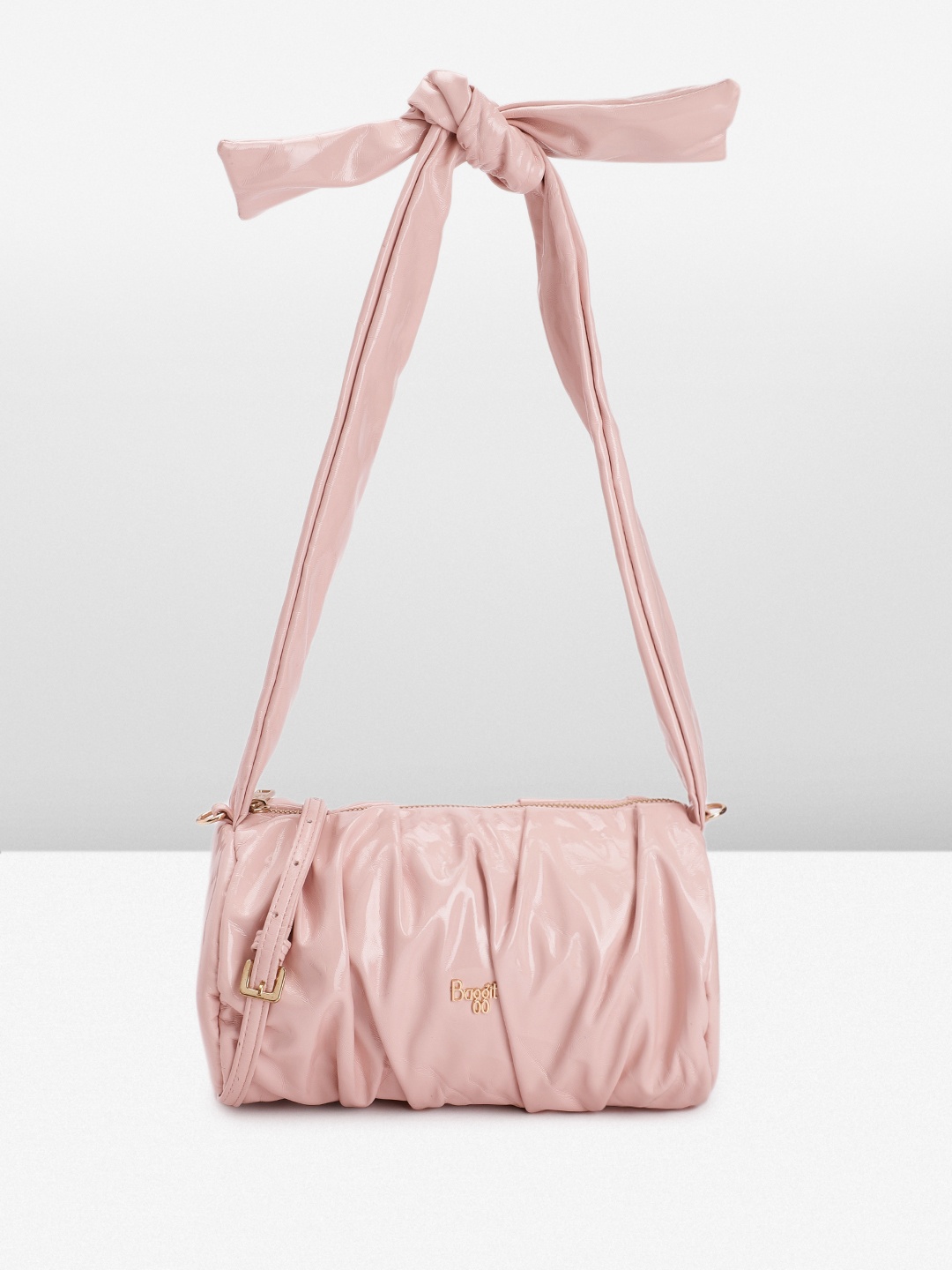 

Baggit Solid Pleated Bowling Shoulder Bag, Pink