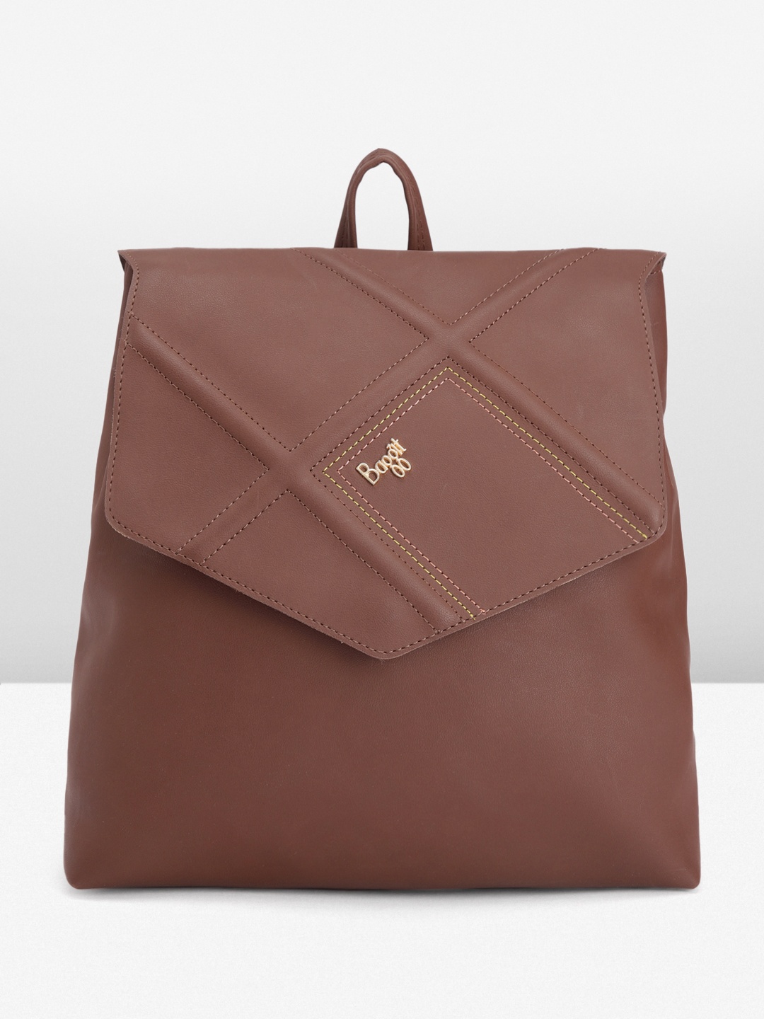 

Baggit Women Geometric Self Design Medium Backpack, Brown