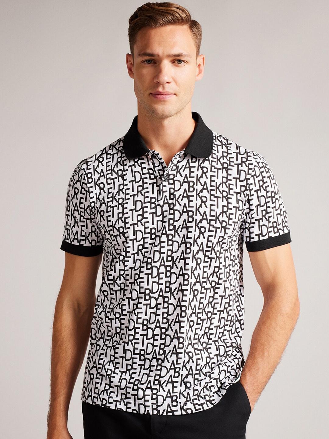 

Ted Baker Men Typography Printed Polo Collar T-shirt, White