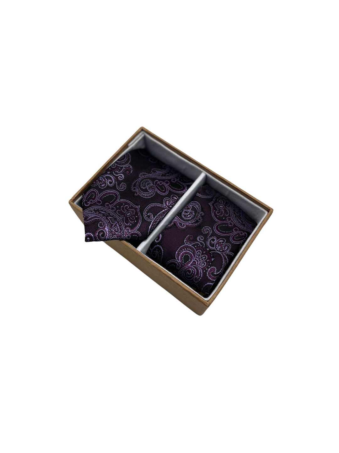 

The Tie Hub Men Paisley Printed Necktie with Pocket Square Combo, Purple