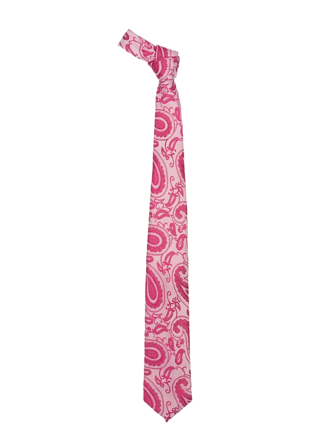 

The Tie Hub Men Paisley Printed Necktie with Pocket Square Combo, Pink