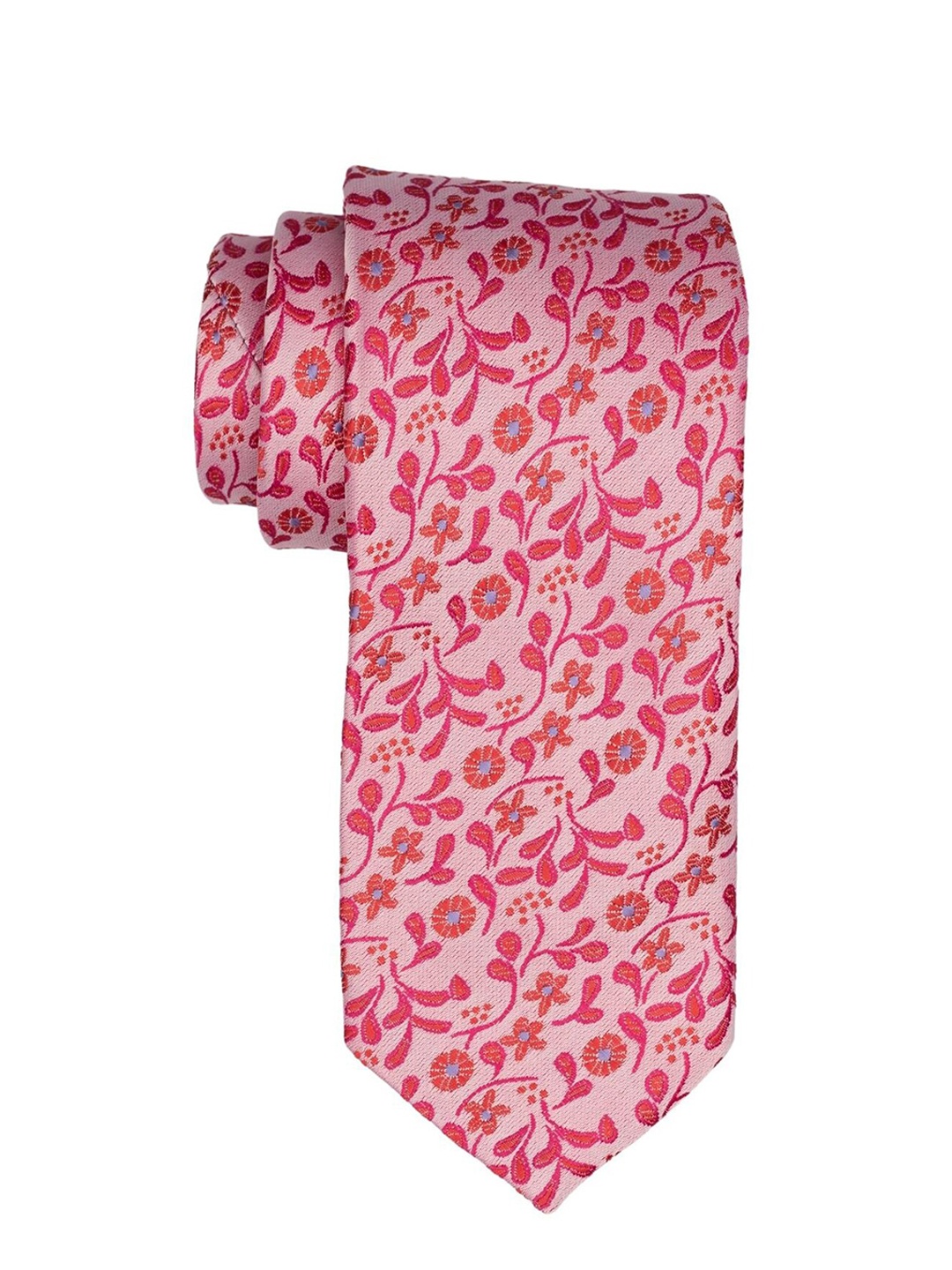 

The Tie Hub Men Floral Printed Necktie with Pocket Square Combo, Pink