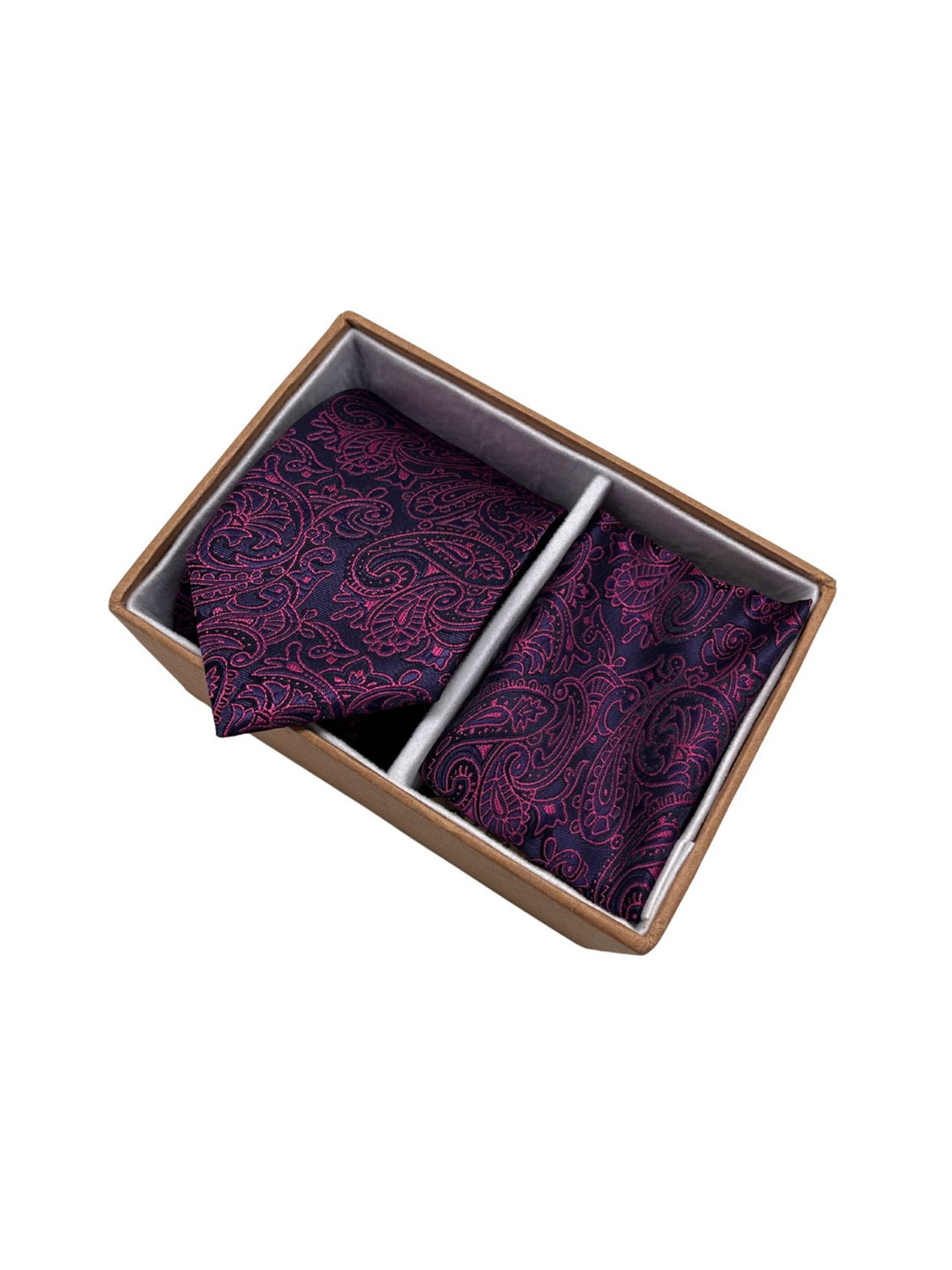 

The Tie Hub Men Woven Design Accessory Gift Set, Purple