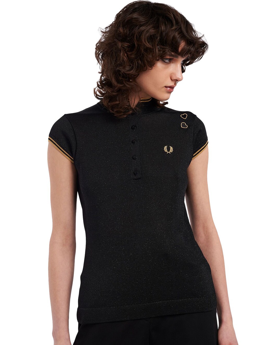 

Fred Perry Women High Neck T-shirt, Black