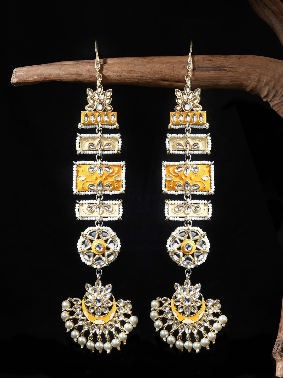 

Fida Floral Drop Earrings, Yellow