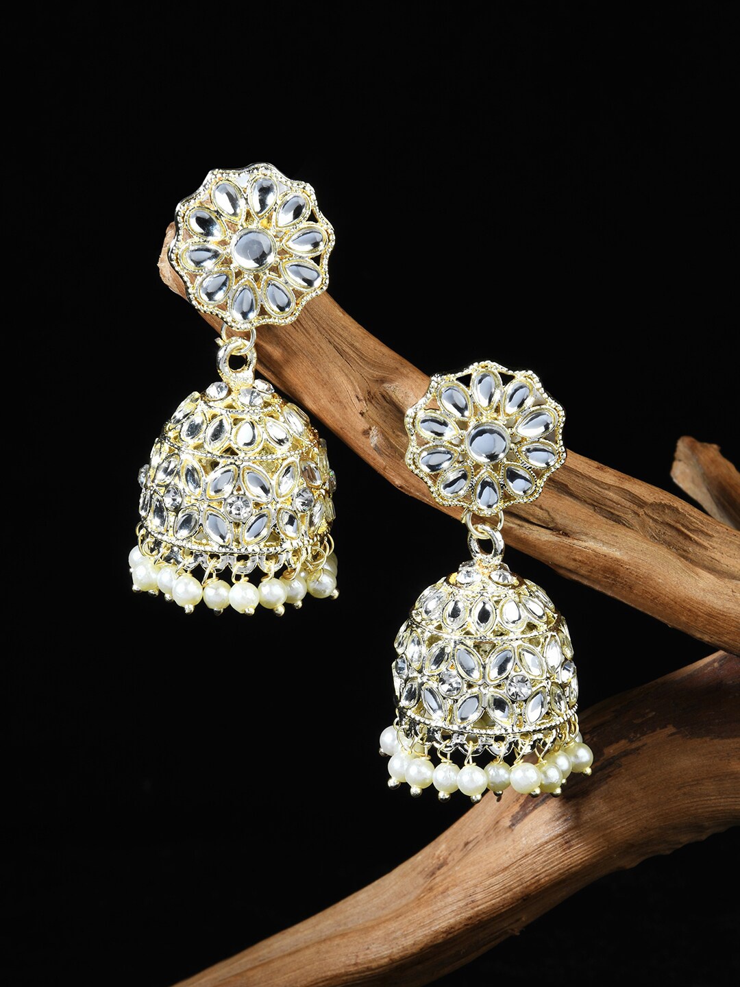 

Fida White Dome Shaped Jhumkas Earrings