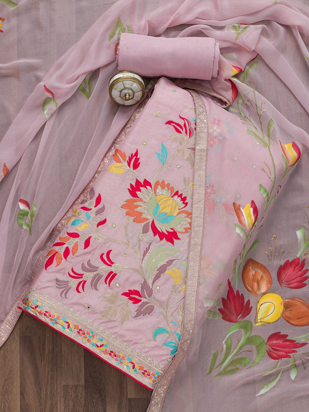 

Koskii Semi-Stitched Dress Material, Lavender