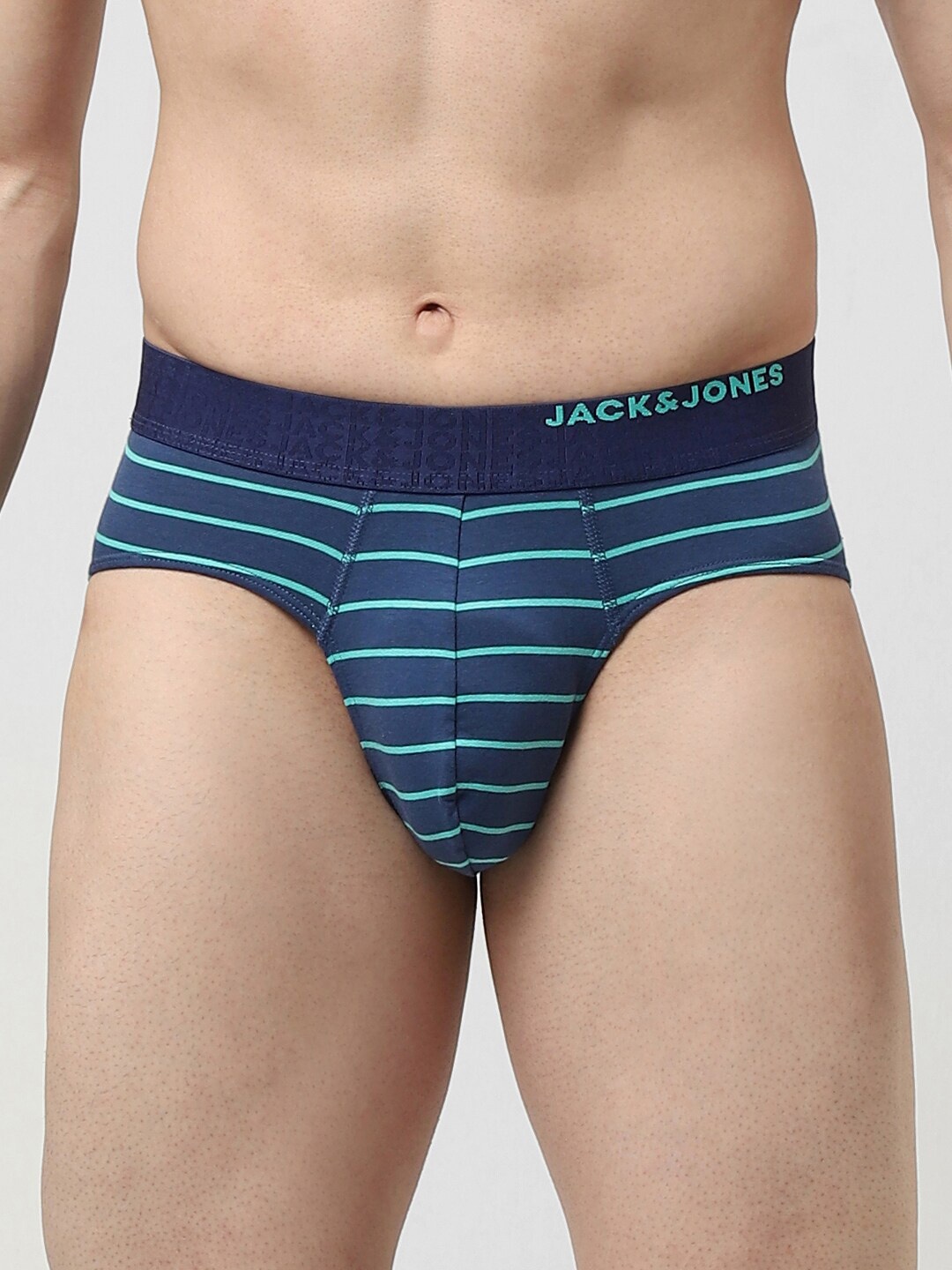 

Jack & Jones Men Striped Basic Brief 1537368006, Blue