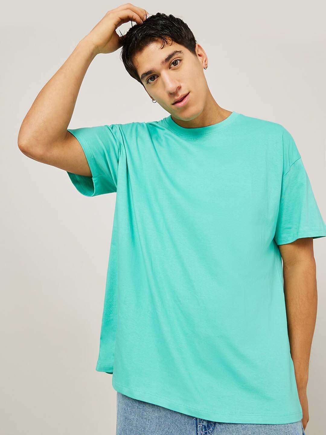 

Styli Cotton Oversized T-Shirt, Turquoise blue
