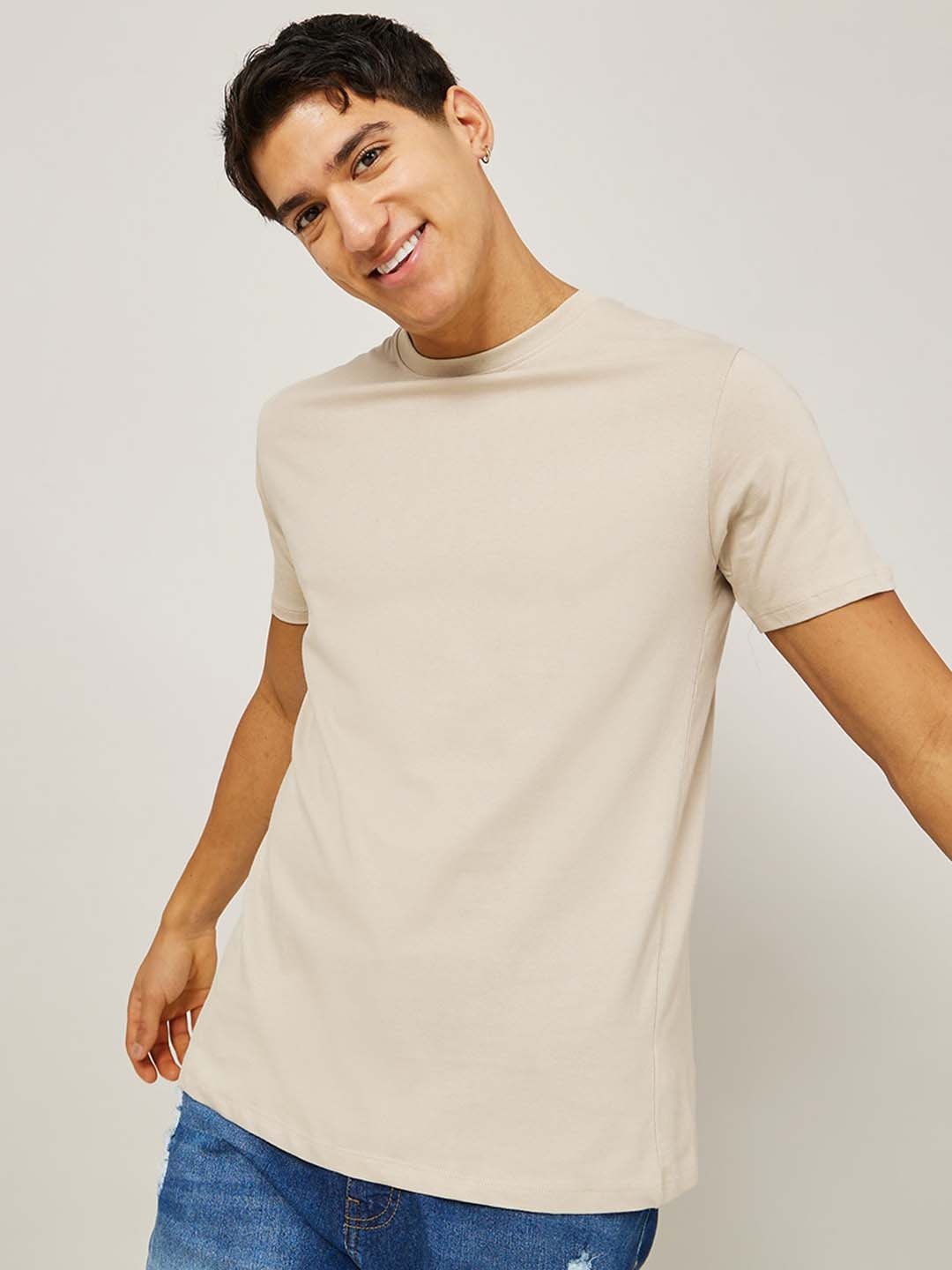 

Styli Men Cotton T-shirt, Grey
