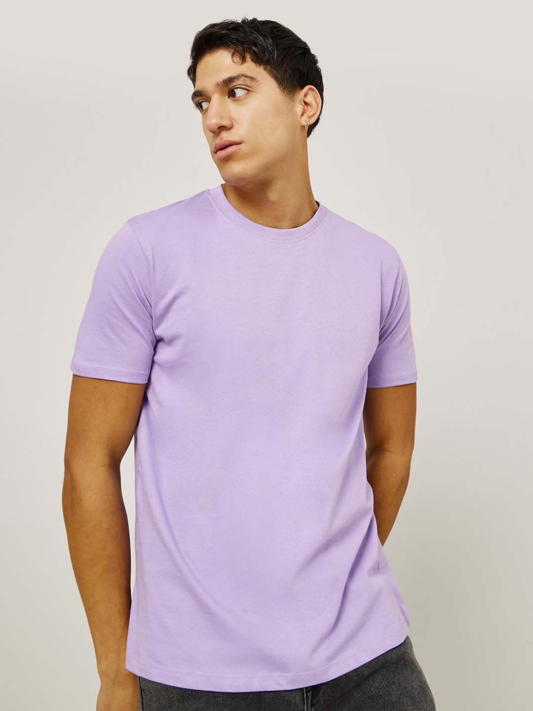

Styli Crew Neck Regular Fit T-shirt, Lavender
