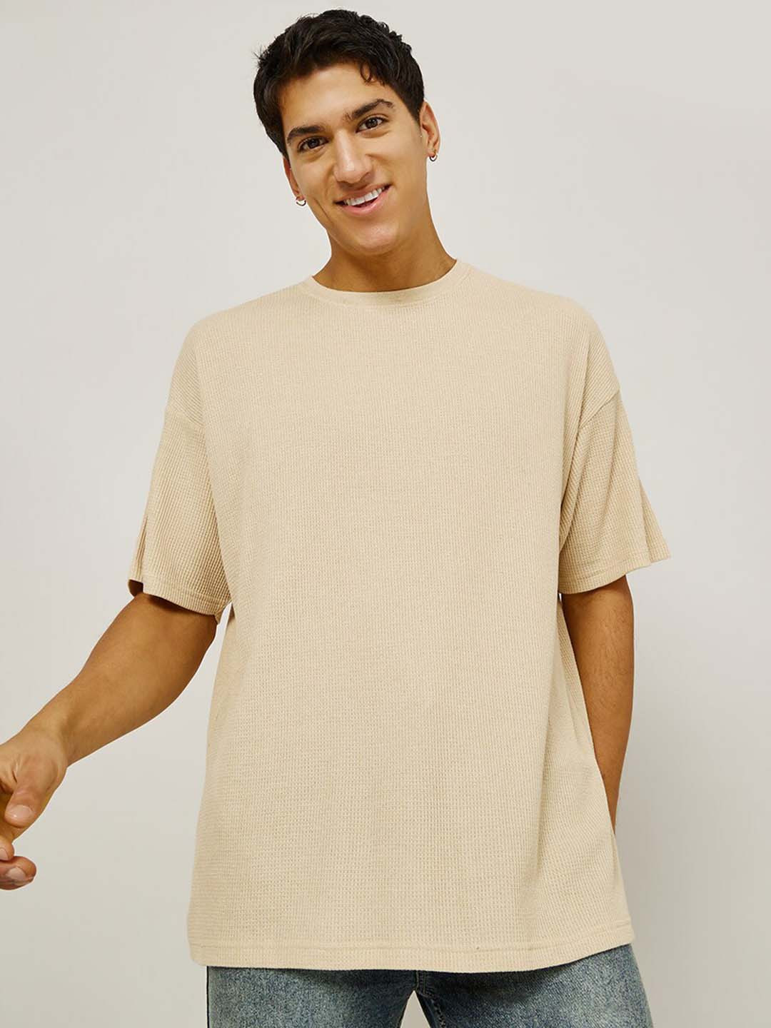

Styli Pure Cotton Loose T-shirt, Beige