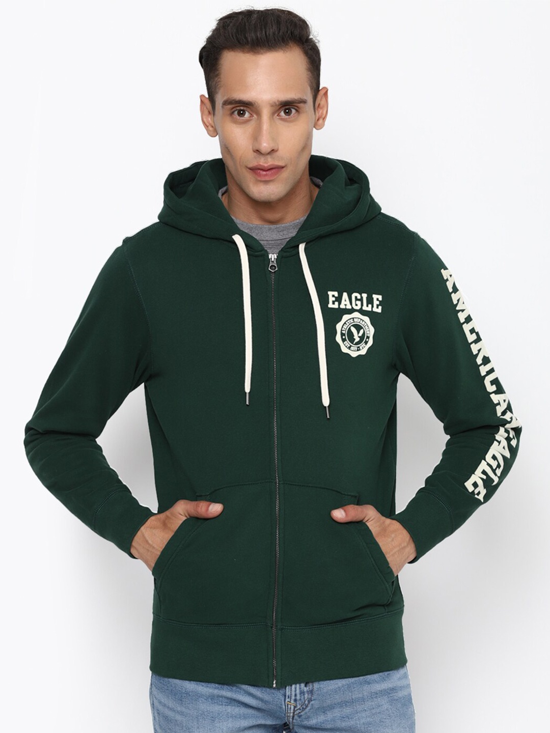 

AMERICAN EAGLE OUTFITTERS Men Hooded Sweatshirt, Green