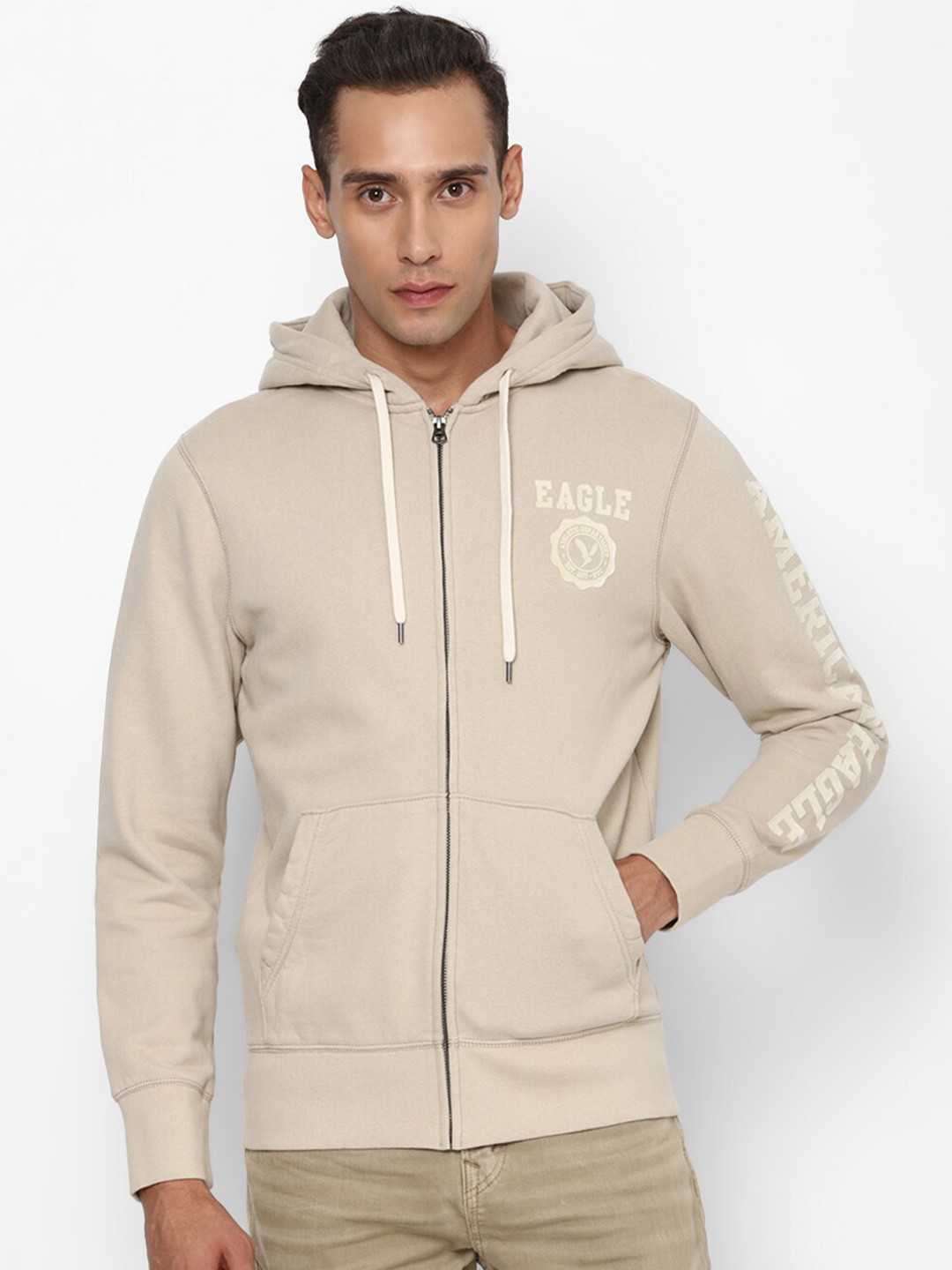 

AMERICAN EAGLE OUTFITTERS Men Hooded Sweatshirt, Beige
