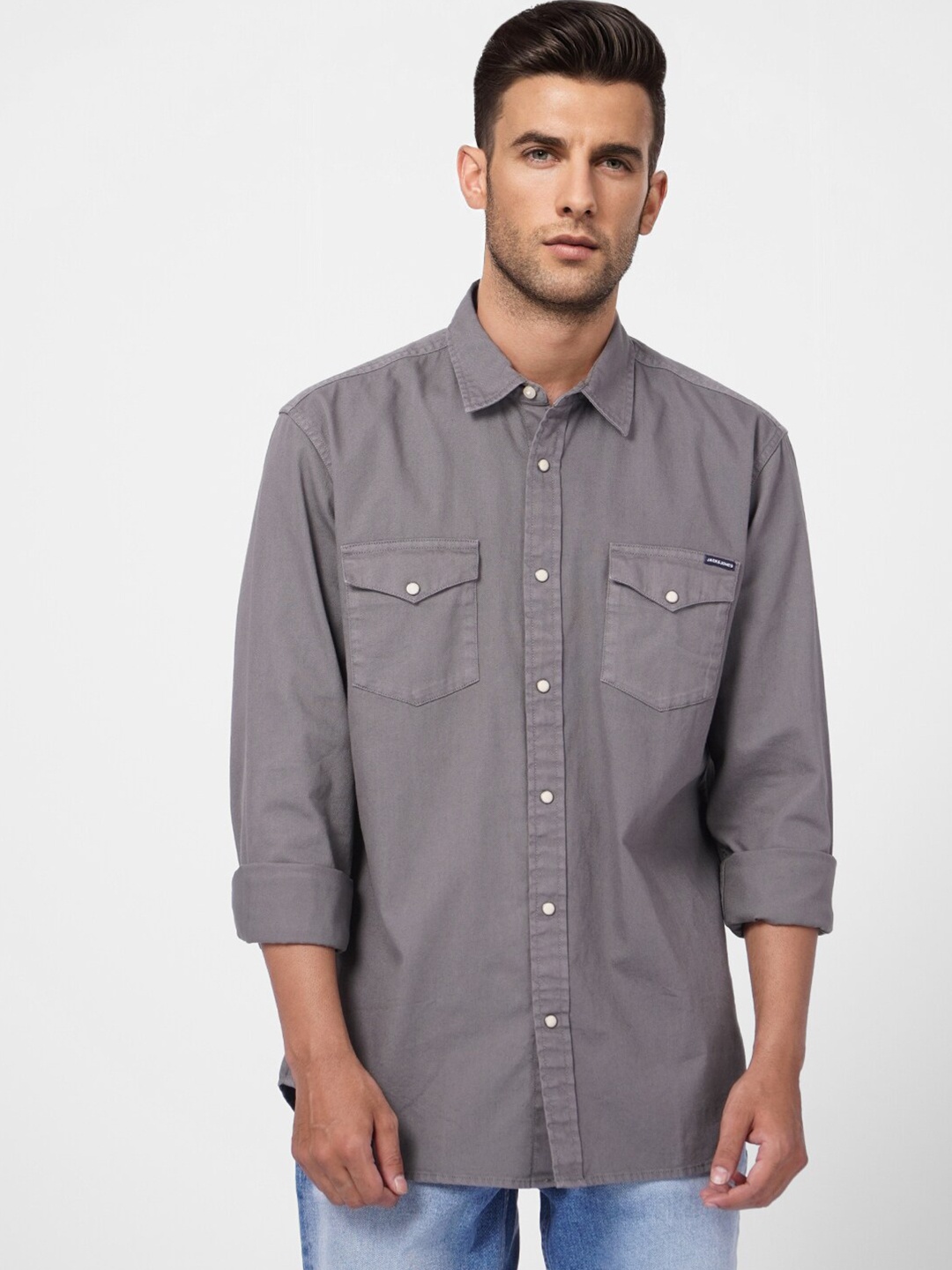 

Jack & Jones Men Cotton Casual Shirt, Grey