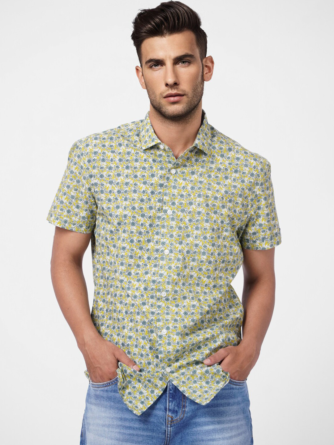 

Jack & Jones Men Floral Printed Cotton Casual Shirt, Green
