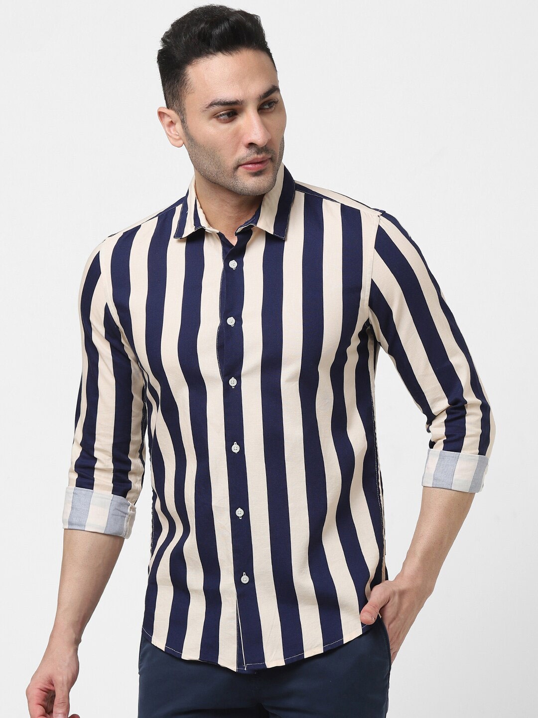

Jack & Jones Men Striped Cotton Casual Shirt, Beige