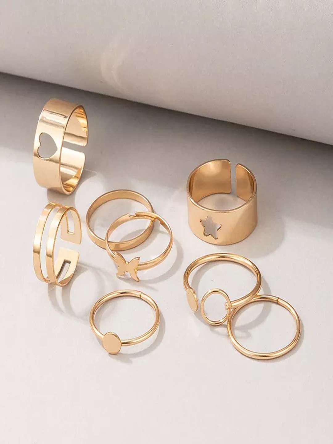 

Pinapes Set Of 5 Gold-Plated Finger Ring