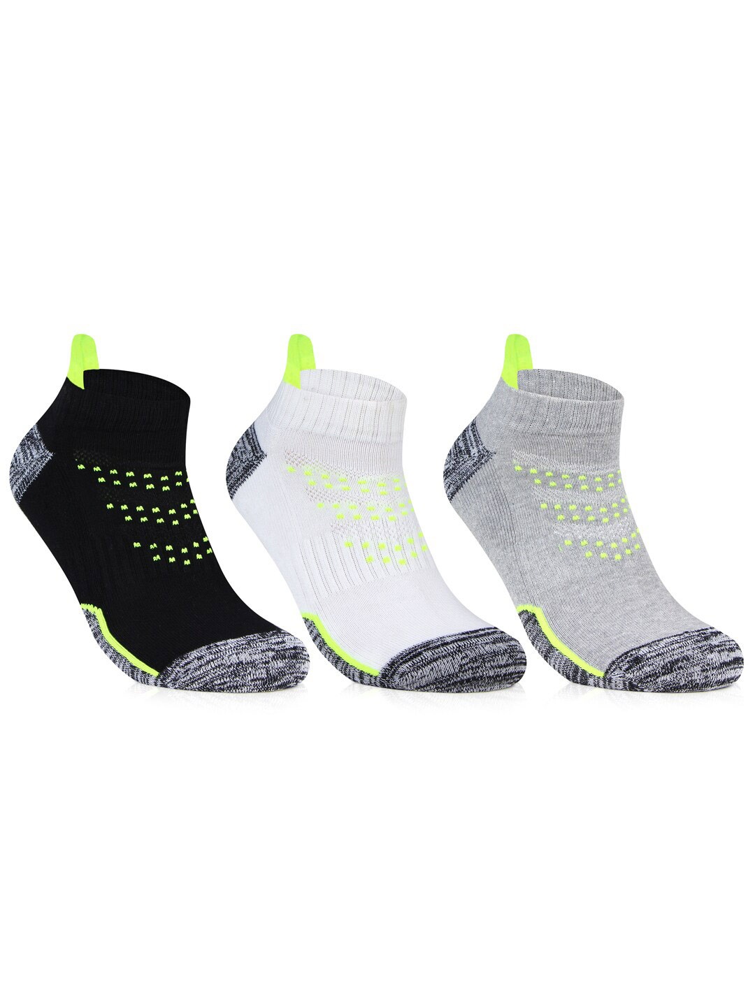 

Bonjour Men Pack Of 3 Patterned Cotton Ankle Length Socks, White