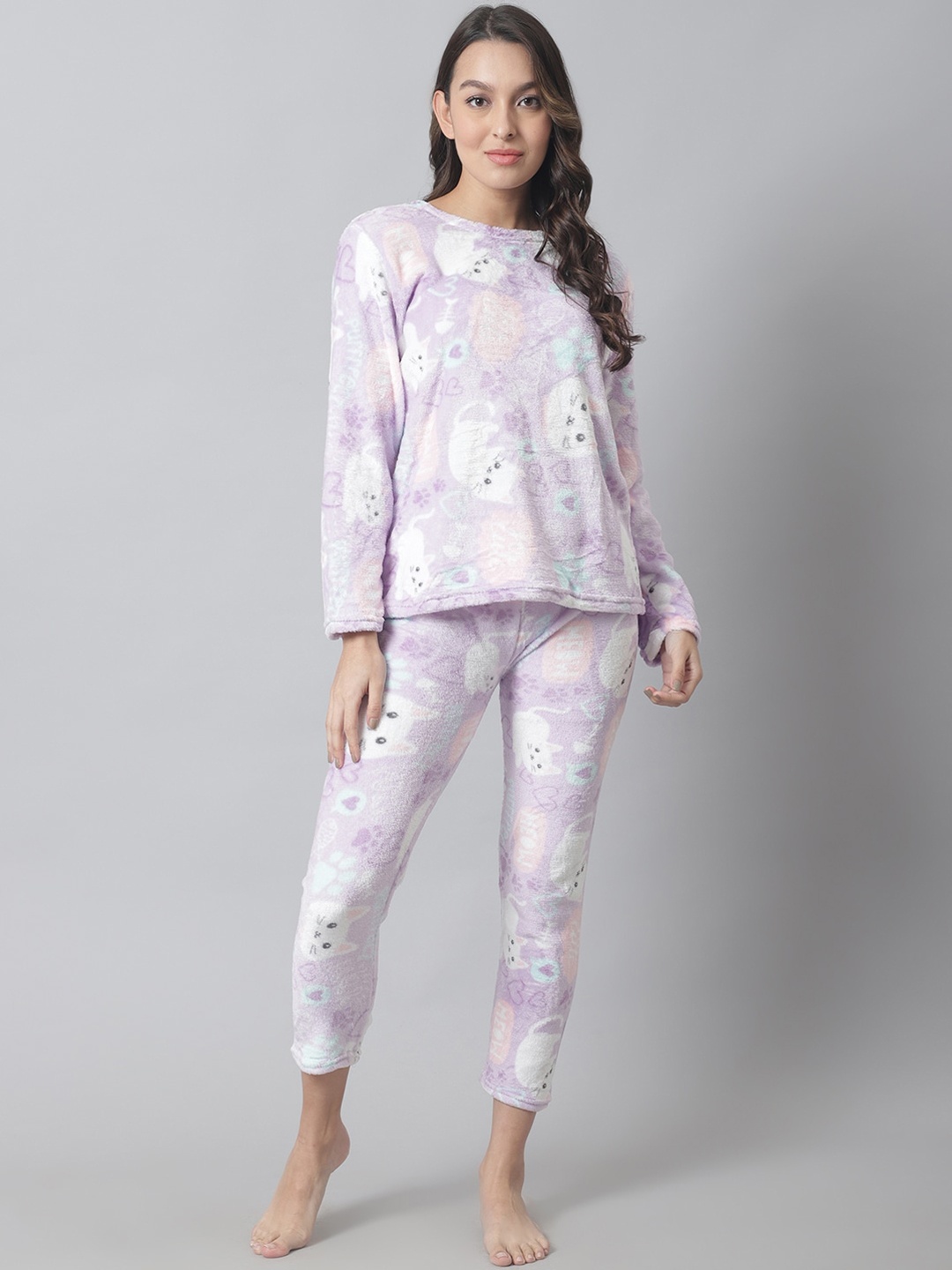 

TAG 7 Women Printed Night suit, Lavender