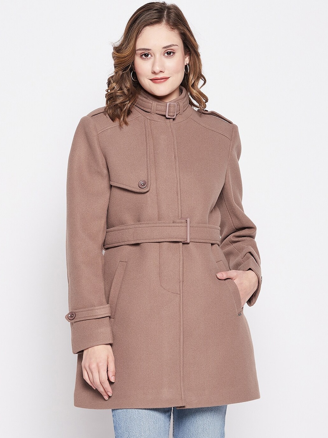 

Okane Women Plus Size Single-Breasted Overcoat, Copper