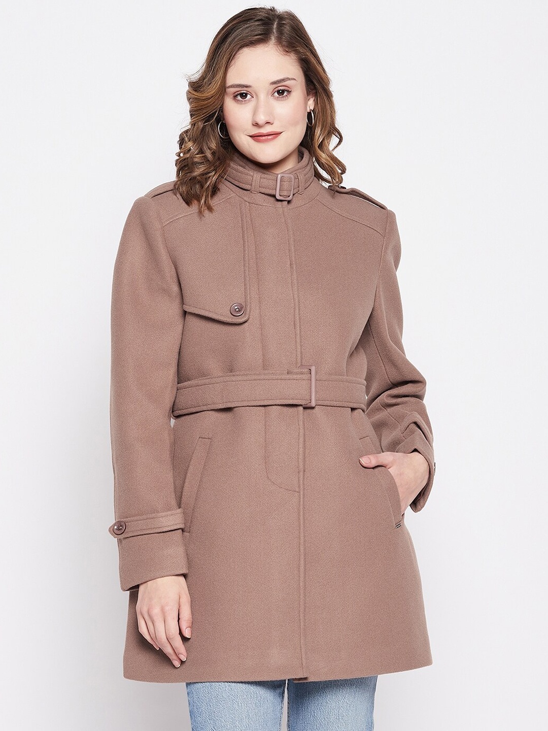 

Okane Women Longline Overcoat, Brown