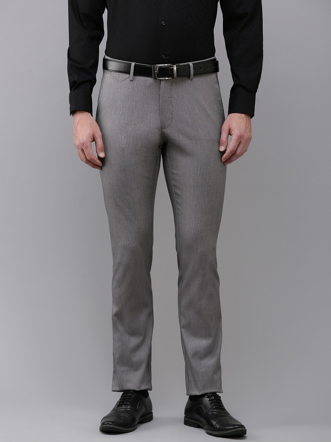 

Van Heusen Men Textured Slim Fit Trousers, Grey