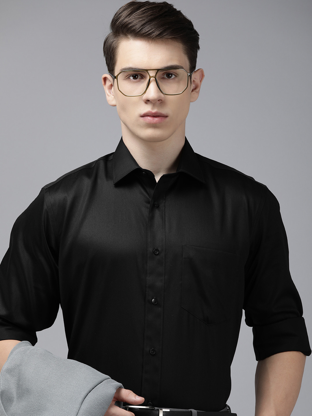 

Van Heusen Pure Cotton Classic Opaque Formal Shirt, Black