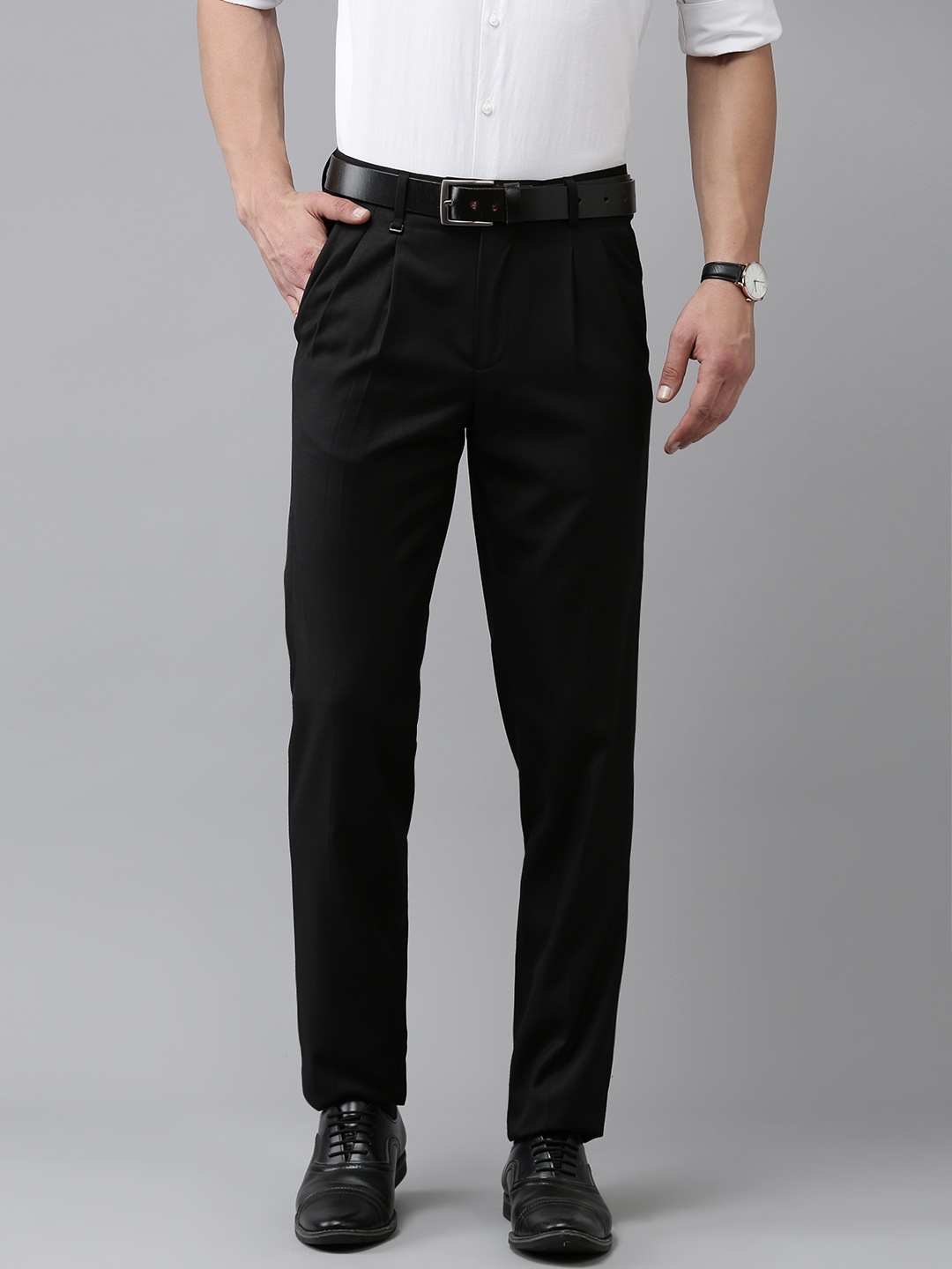 

Van Heusen Men Custom Formal Trousers, Black