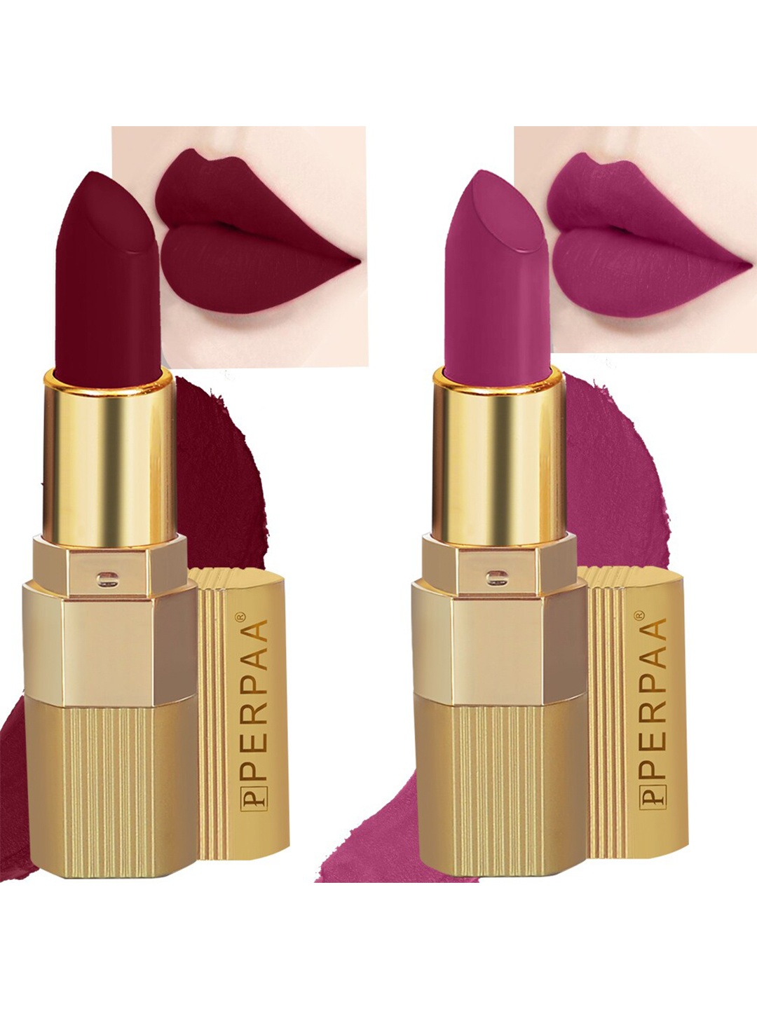 

PERPAA Set of 2 Xpression Weightless Matte Long-Lasting Waterproof Lipsticks 3.5 g Each - Bold Maroon 307 - Magenta 302