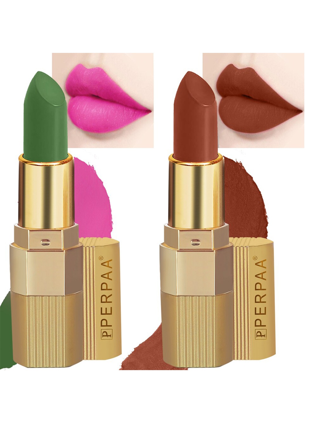 

PERPAA Set of 2 Xpression Weightless Matte Long-Lasting Waterproof Lipsticks 3.5 g Each - Natural Pink 305 - Rust Brown 301