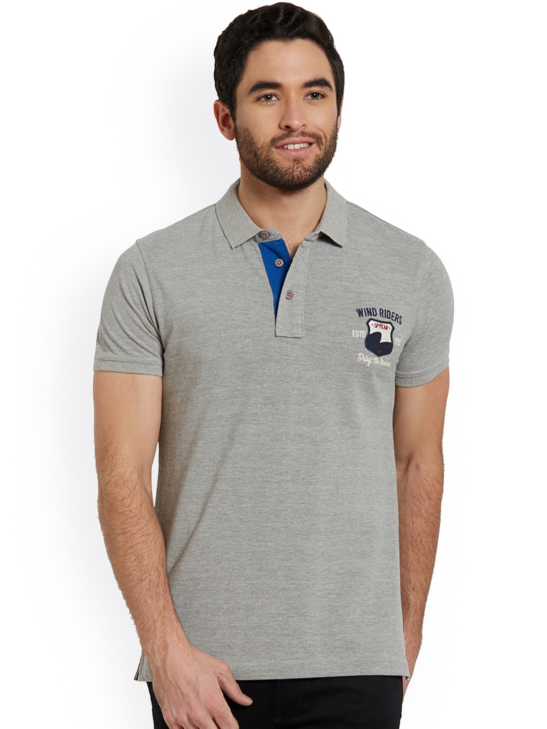 

SPYKAR Men Grey Solid Polo Collar T-shirt