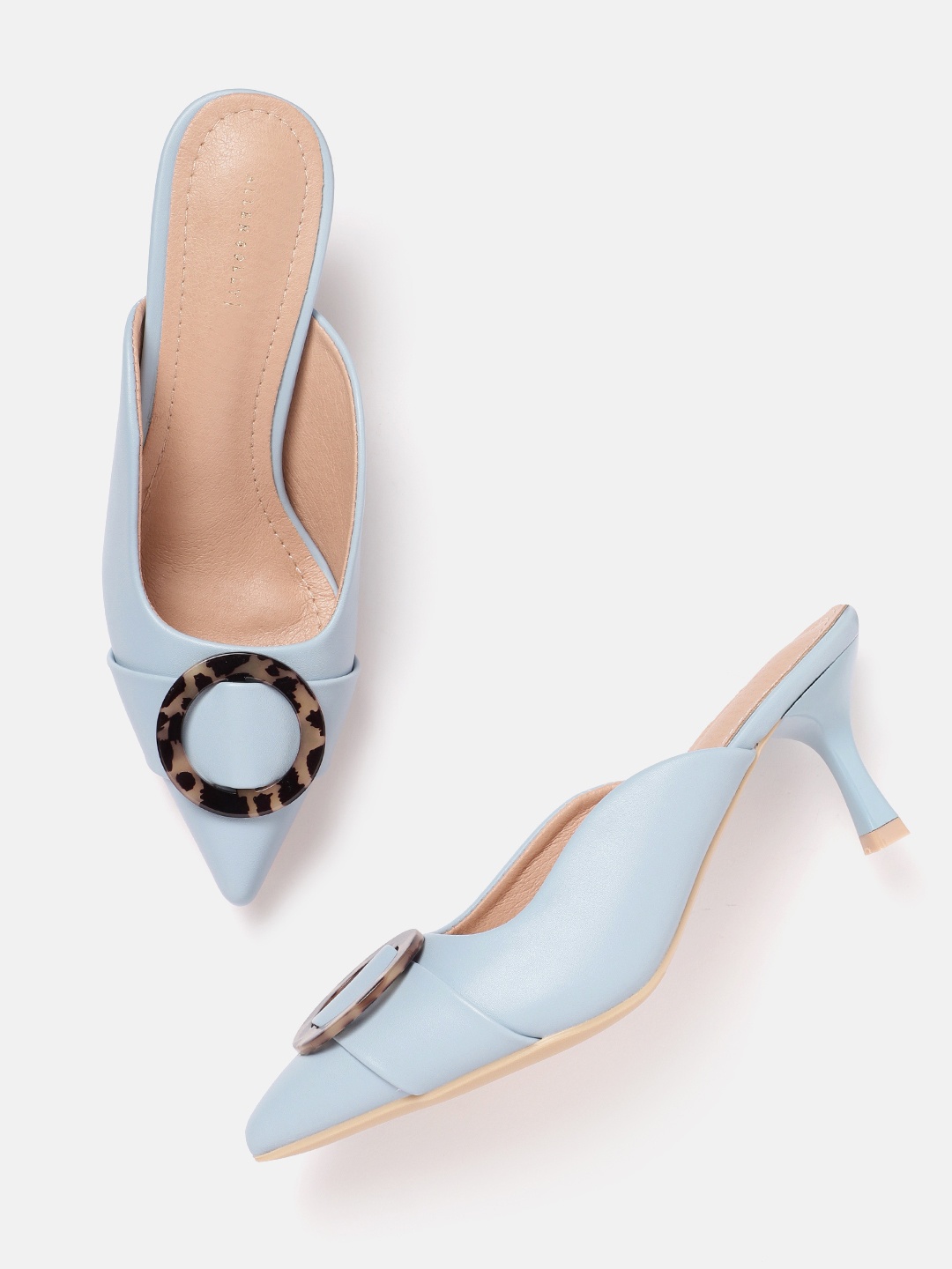 

Allen Solly Women Heeled Mules with Slider Buckle Detail, Blue