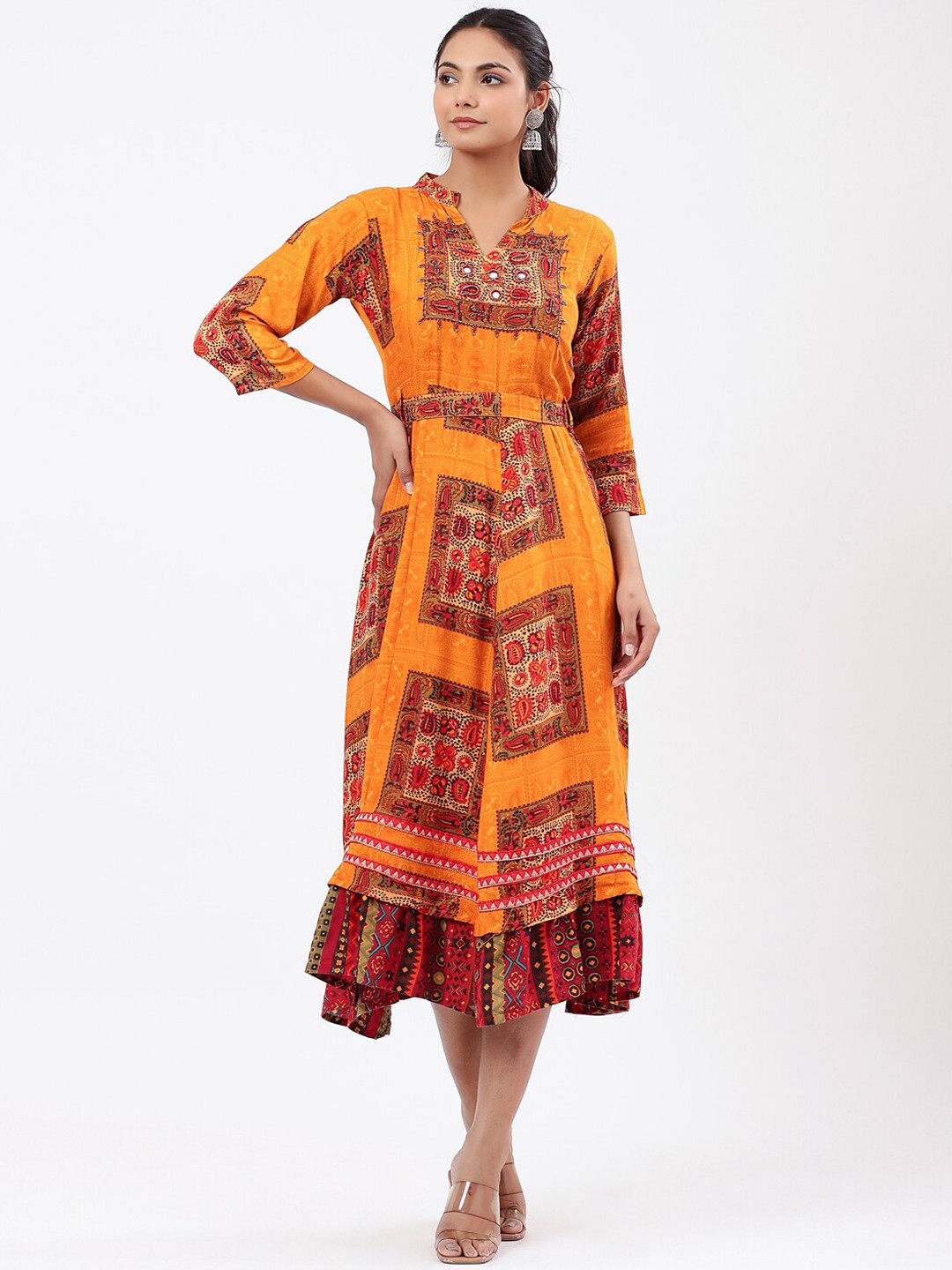 

PK Fashions Women Ethnic Motifs Printed Anarkali Kurta, Yellow