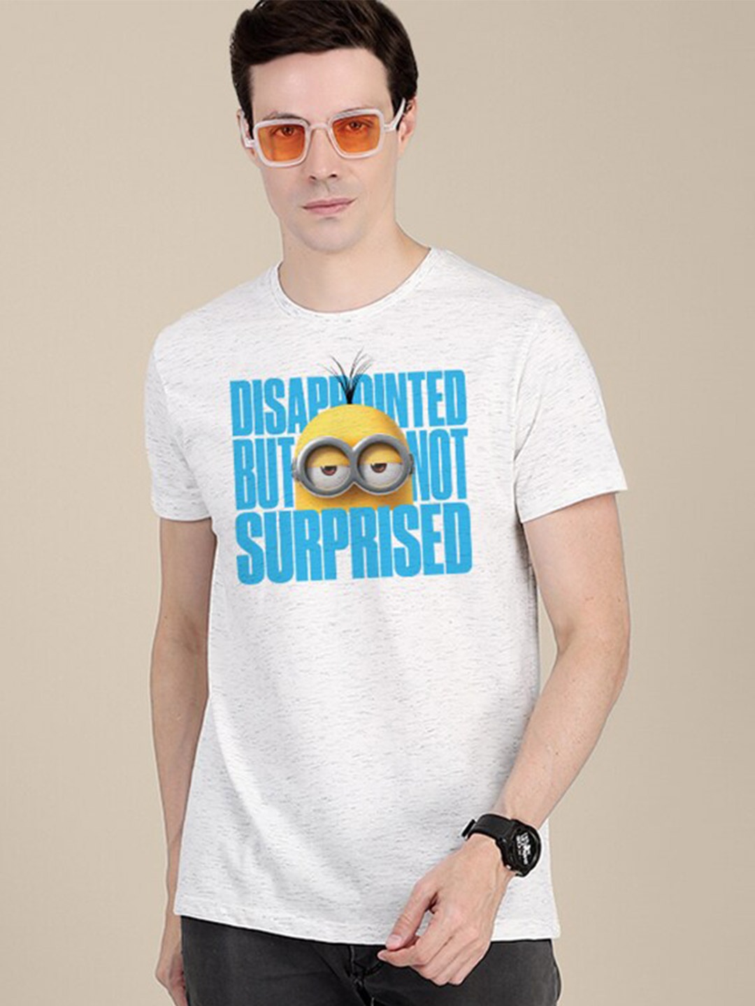 

Free Authority Men Minions Printed Cotton T-shirt, White