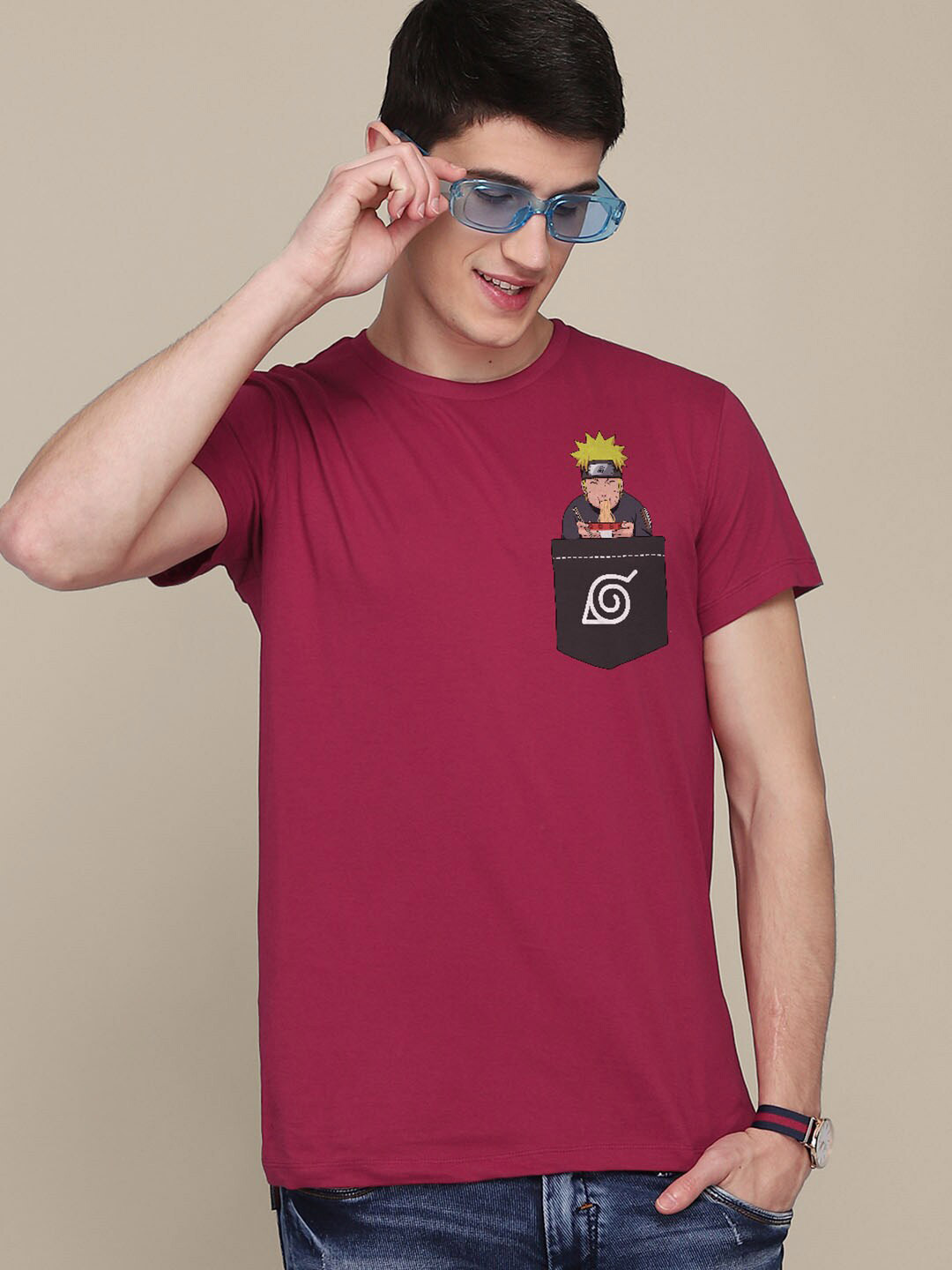 

Free Authority Men Naruto Printed Cotton T-shirt, Maroon