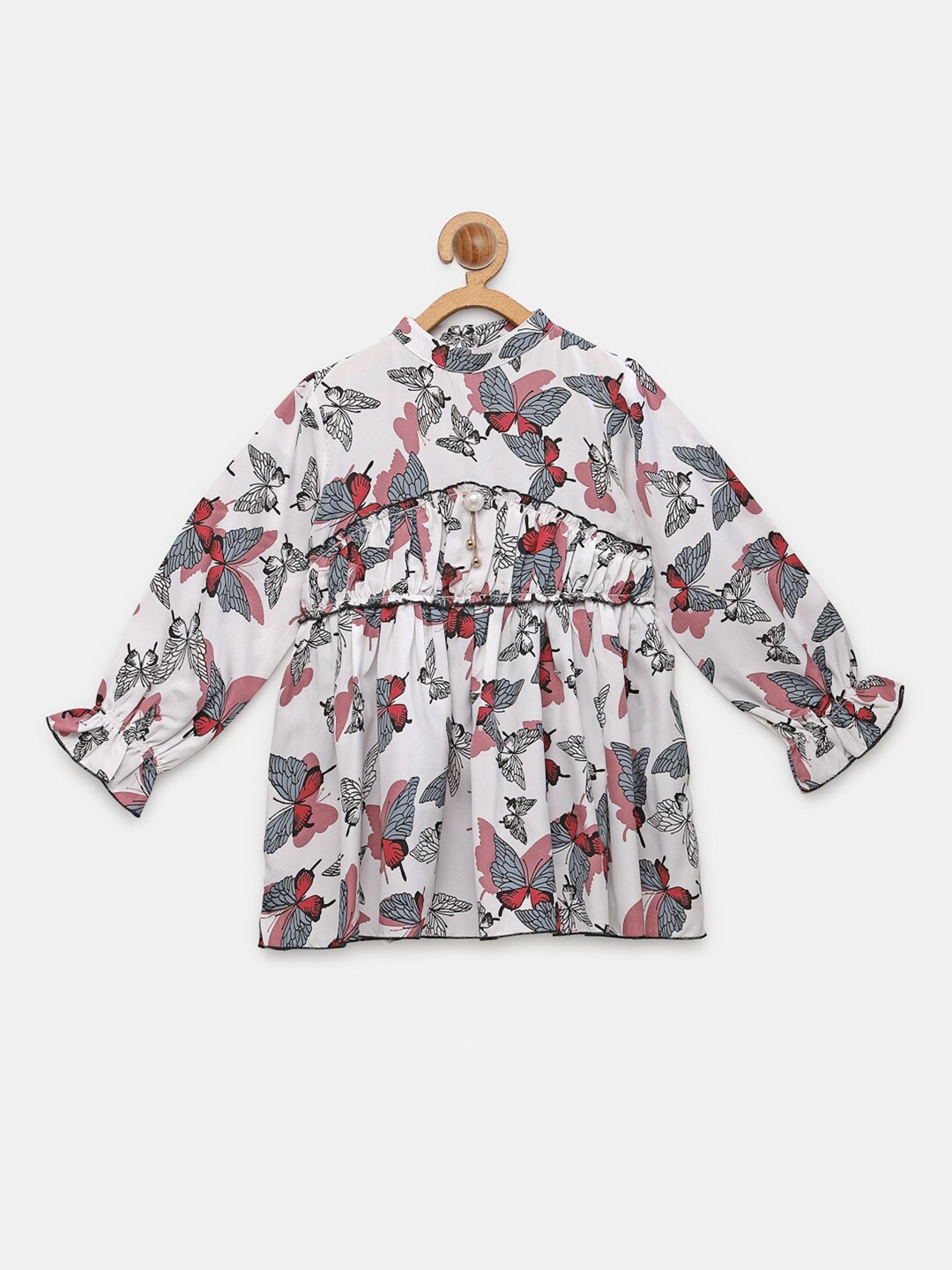 

NYNSH Girls Printed Fit and Flare Dress, White