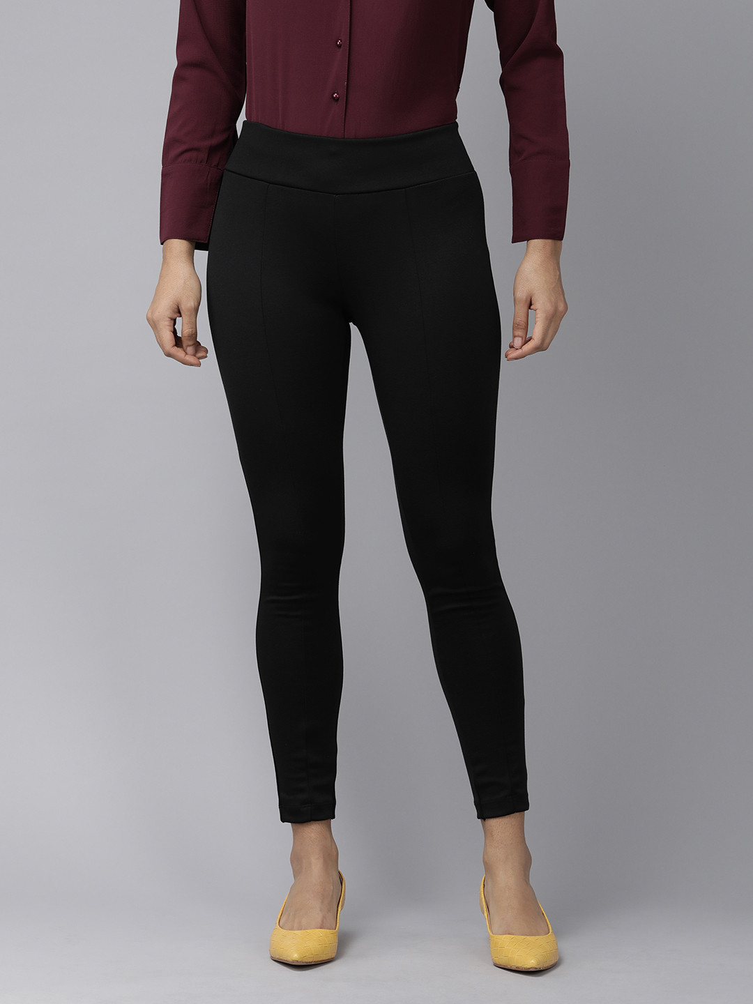 

Van Heusen Woman Women Slim Fit High-Rise Trousers, Black