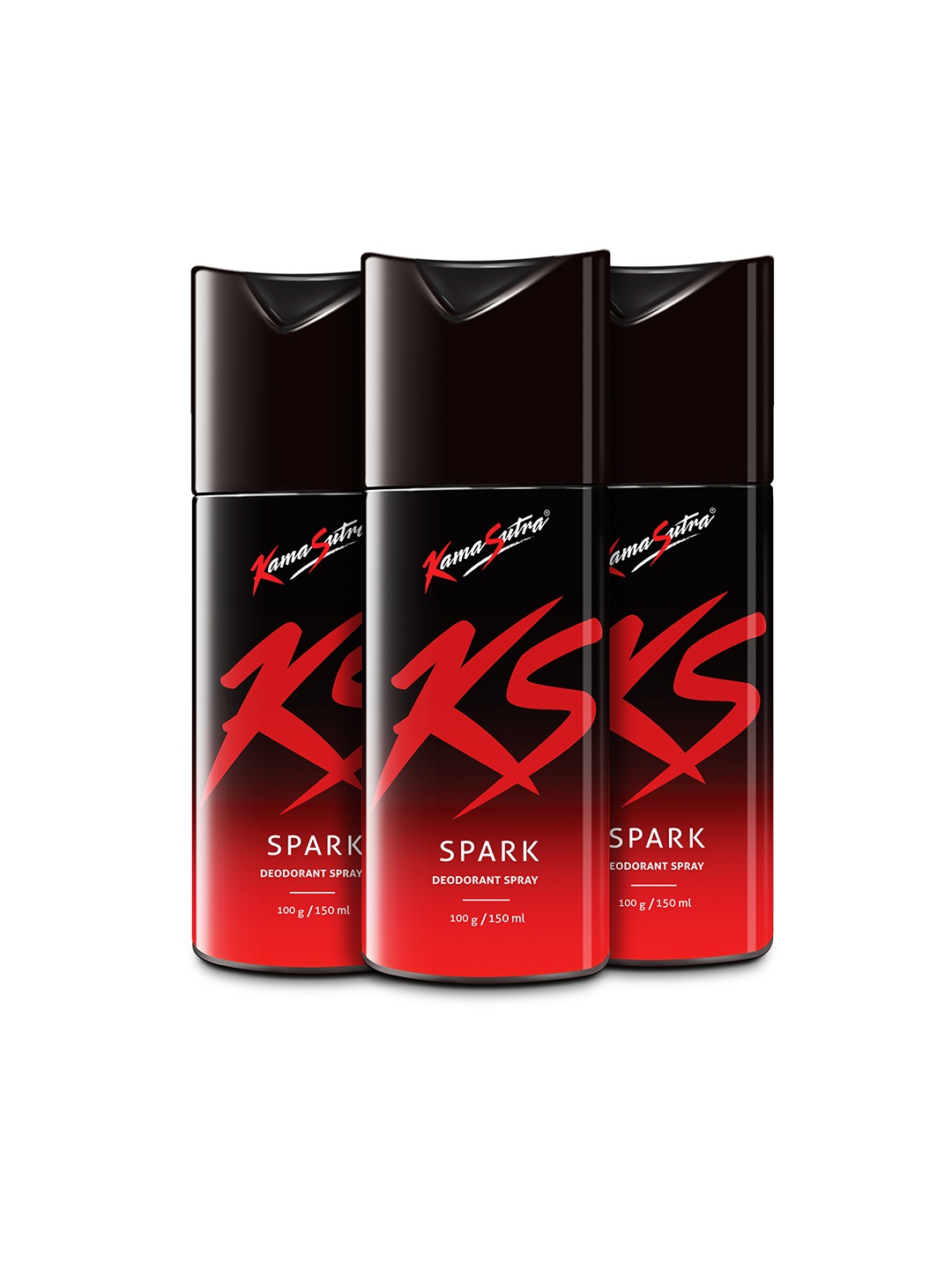 

KamaSutra Men Set of 3 Spark Deodorant Spray - 100g Each, Red