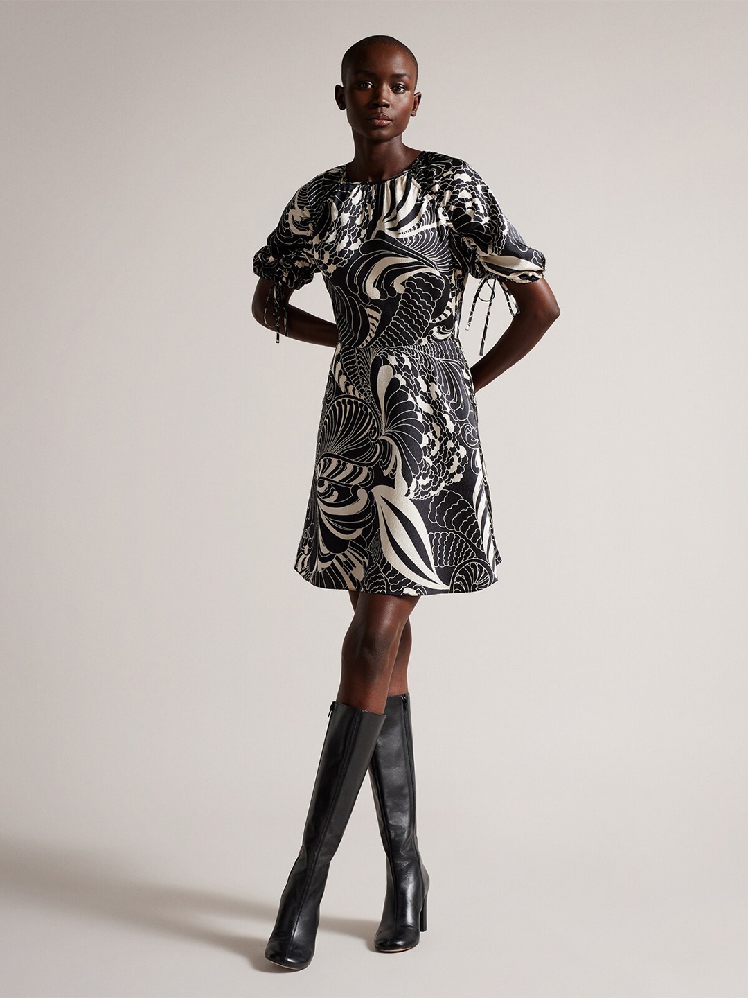 

Ted Baker Round Neck Fit & Flare Dress, Black