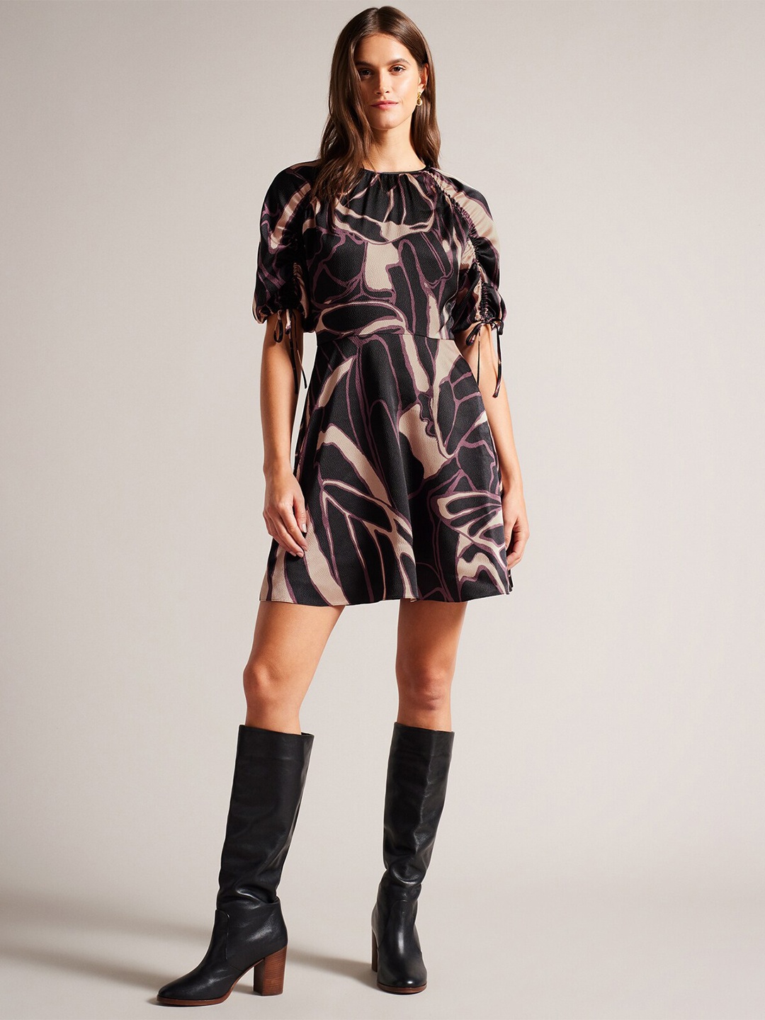 

Ted Baker Round Neck Fit & Flare Dress, Black