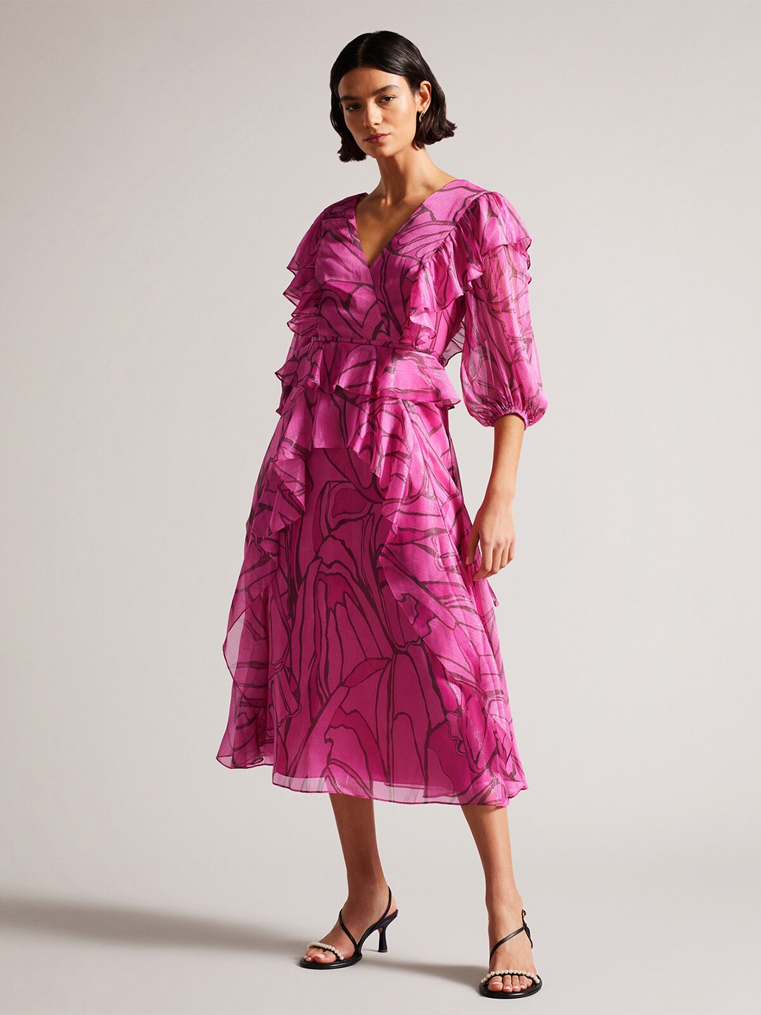 

Ted Baker V-Neck Midi Wrap Dress, Pink