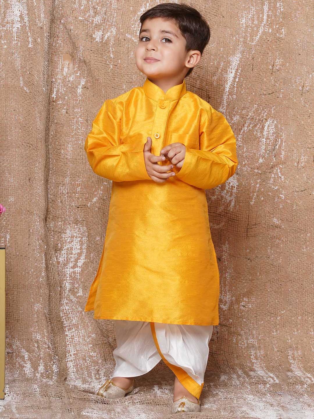 

Aj DEZInES Boys Kurta with Dhoti Pants, Yellow